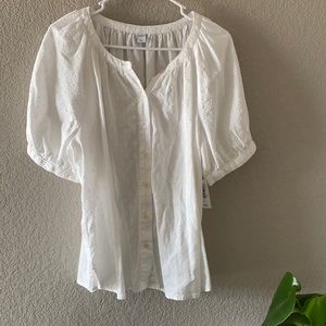 Light-weight, white polka dot, blouse